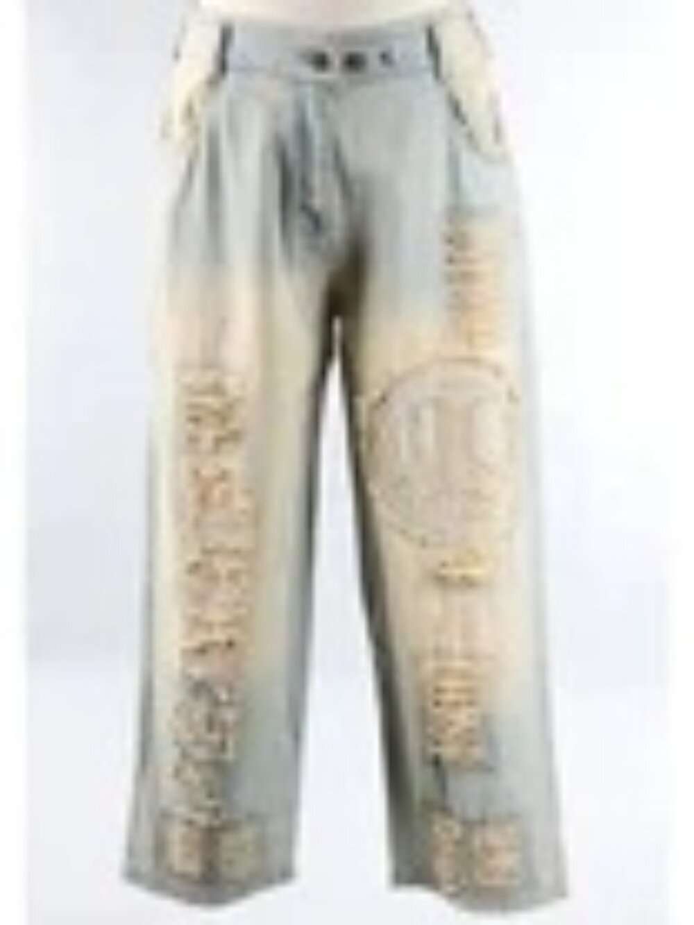 NWT Paper Lace Jeans In Vintage Applique Peace Patch Distressed Boho Womens M - Picture 2 of 4